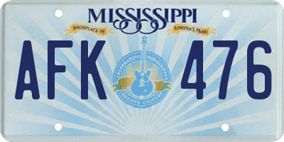 MS license plate AFK476