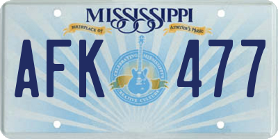 MS license plate AFK477