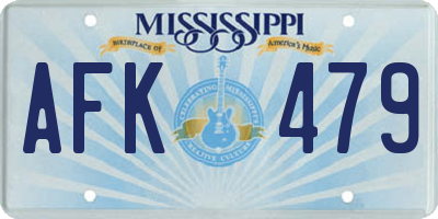 MS license plate AFK479