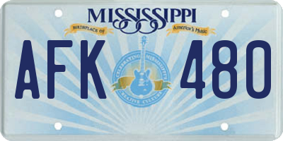 MS license plate AFK480
