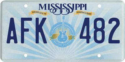 MS license plate AFK482