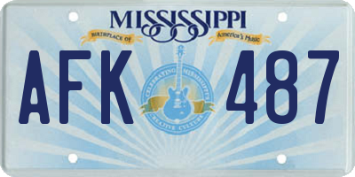 MS license plate AFK487