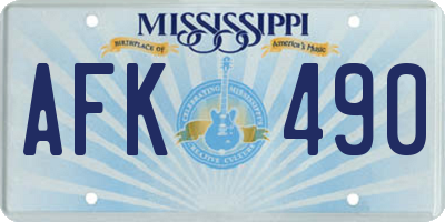MS license plate AFK490