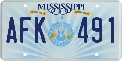 MS license plate AFK491