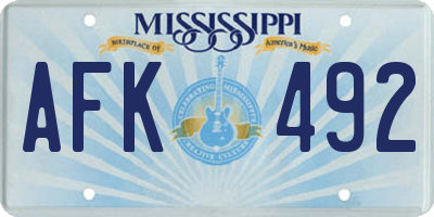 MS license plate AFK492