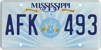 MS license plate AFK493