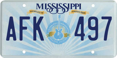 MS license plate AFK497