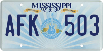 MS license plate AFK503