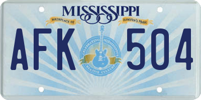 MS license plate AFK504