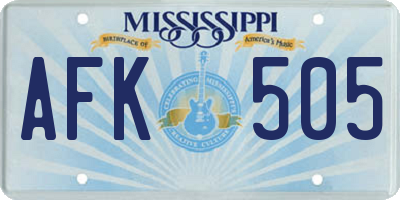 MS license plate AFK505
