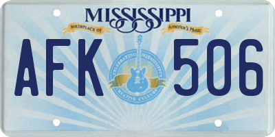MS license plate AFK506