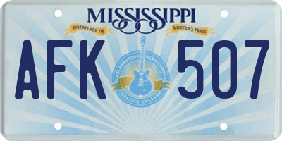 MS license plate AFK507