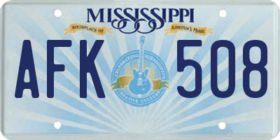 MS license plate AFK508