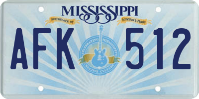 MS license plate AFK512