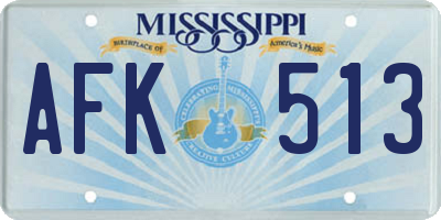 MS license plate AFK513