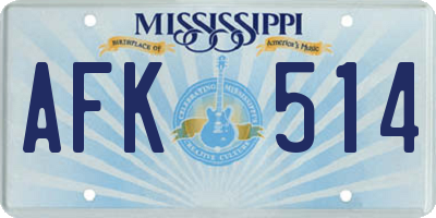 MS license plate AFK514