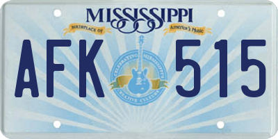 MS license plate AFK515