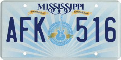 MS license plate AFK516