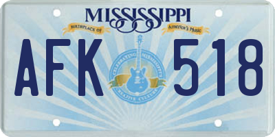 MS license plate AFK518