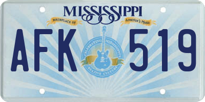 MS license plate AFK519