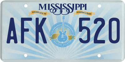 MS license plate AFK520