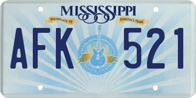 MS license plate AFK521