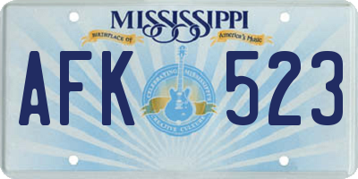 MS license plate AFK523
