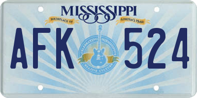 MS license plate AFK524