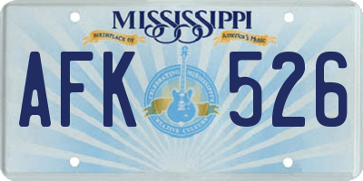 MS license plate AFK526