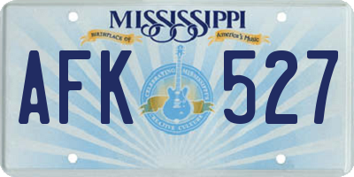 MS license plate AFK527