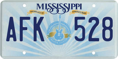 MS license plate AFK528