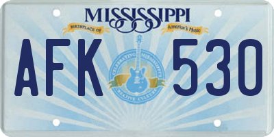 MS license plate AFK530