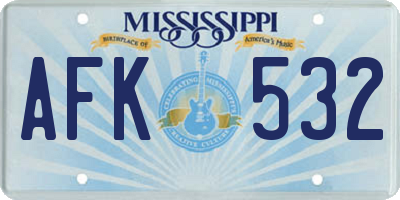 MS license plate AFK532