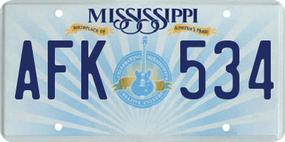MS license plate AFK534