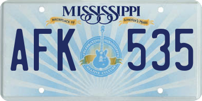 MS license plate AFK535