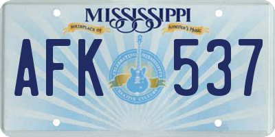 MS license plate AFK537