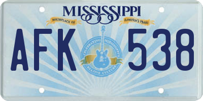 MS license plate AFK538