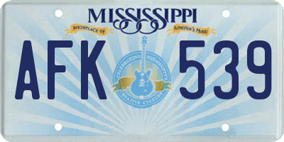 MS license plate AFK539