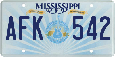 MS license plate AFK542