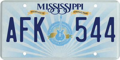 MS license plate AFK544