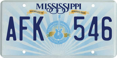 MS license plate AFK546