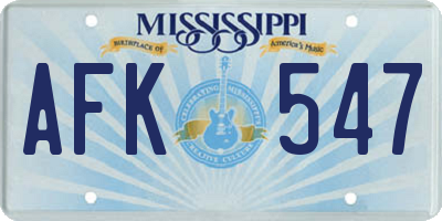 MS license plate AFK547