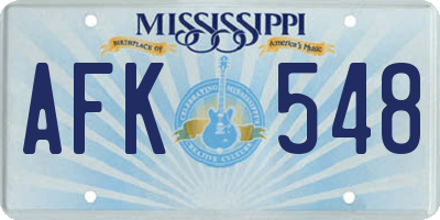 MS license plate AFK548