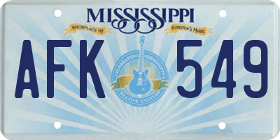 MS license plate AFK549