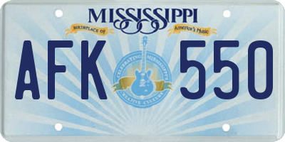 MS license plate AFK550