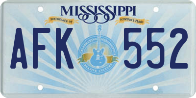 MS license plate AFK552