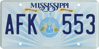 MS license plate AFK553