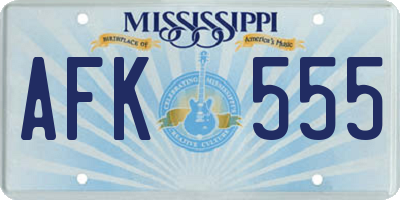 MS license plate AFK555