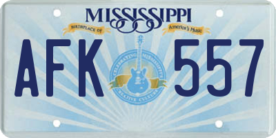 MS license plate AFK557