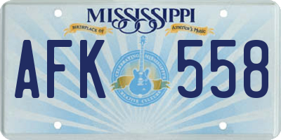 MS license plate AFK558